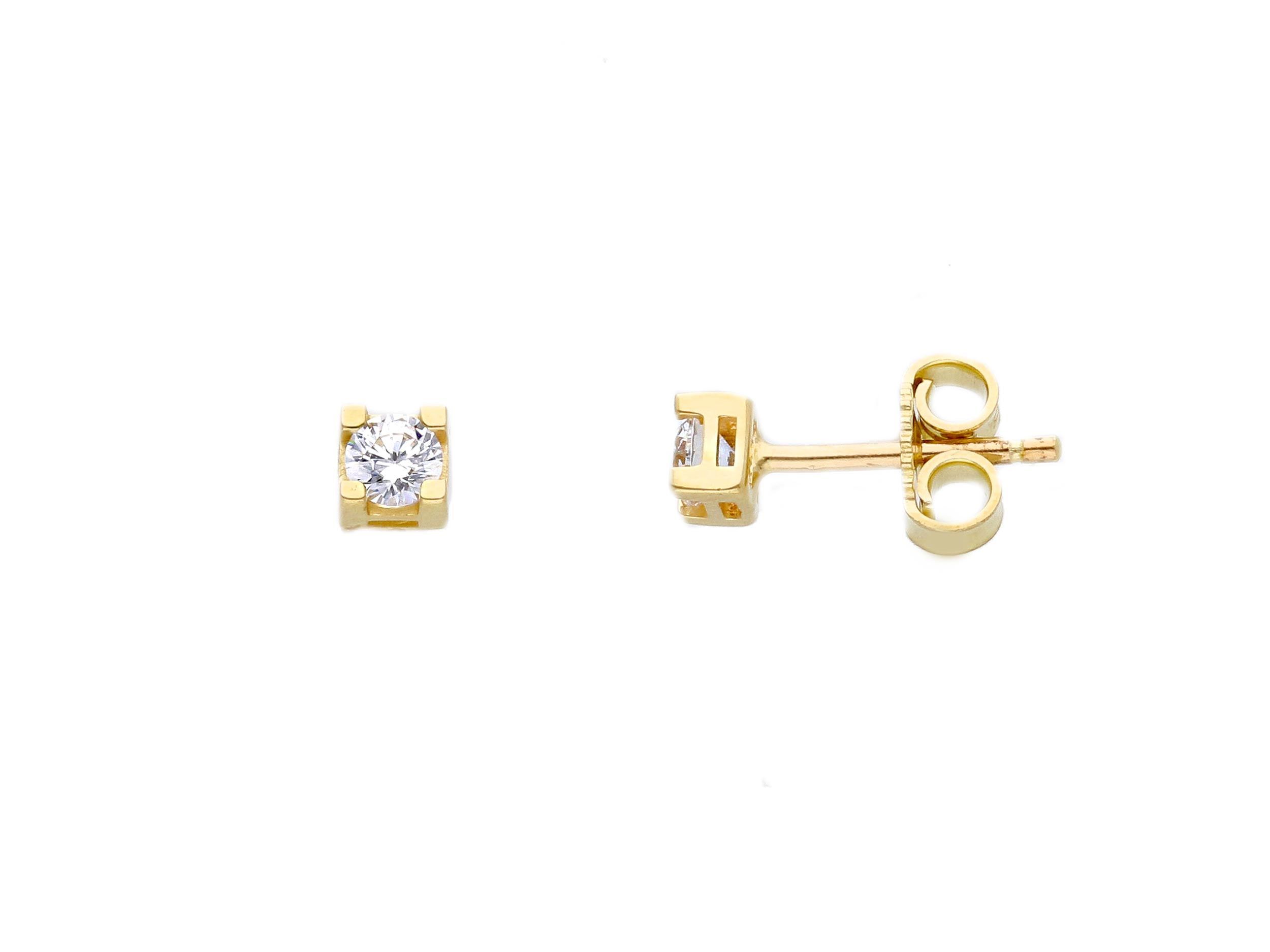 Golden earrings 9k with white zircon (code S173879)